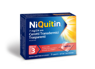 Niquitin 7 mg, 14 mg, 21 mg/24 ore cerotti transdermici trasparenti  nicotina