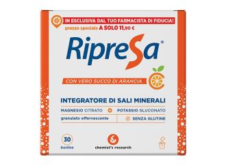 Ripresa 30bust 10g integratore alimentare di magnesio e potassio bustine effervescenti utile negli stati di stanchezza