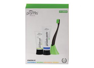 Promis starter kit 1 spazzolino + 1 portaspazzolino + 1 dentifricio 75 ml + 1 gel dentale 10 ml