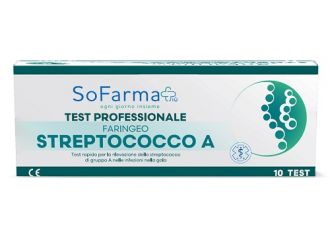 Test rapido faringeo strepto a sofarmapiu' rilevazione antigene streptococco a su tampone faringeo mediante immunocromatografia professionale 10 pezzi