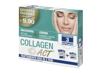 Collagen act trattamento viso 2 fasi maschera anti age elasticizzante + crema idratante lenitiva elasticizzante