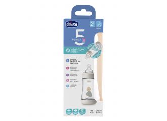 Chicco biberon perfect 5 unisex 240 ml in silicone 2 fori