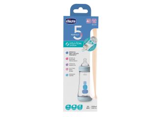 Chicco biberon perfect 5 boy 300 ml in silicone 3 fori