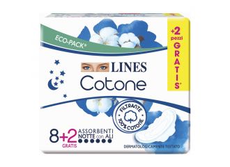 Lines cotone bio ultra notte 8+2 pezzi