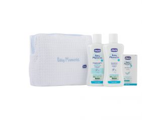 Chicco baby moments beauty bag zip azzurro bagnoschiuma pelli delicate 200 ml + shampoo pelli delicate 200 ml + sapone solito pelli delicate 100 g