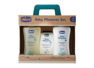 Chicco baby moments set bagno delicato corpo-capelli pelli delicate 200 ml + crema corpo pelli delicate 200 ml + acqua di colonia baby smell pelli delicate 100 ml