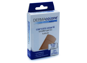 Cerotto ipoallergenico dermacotone maxi 7,2x3,8cm 12 pezzi