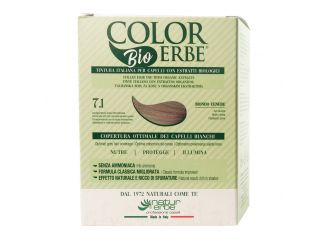 Color erbe tintura bio biondo cenere 7,1 estratti bio 60 ml + attivatore crema 60 ml + shampoo capelli tinti 10 ml + ristrutturante 10 ml + 1 paio guanti