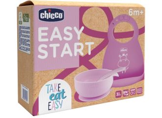 Chicco set pappa silicone 6m+ rosa