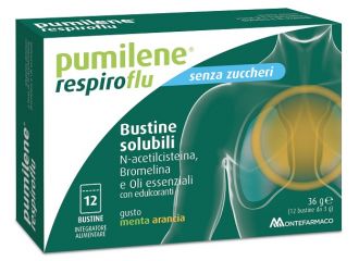 Pumilene respiroflu senza zucchero 12 bustine gusto menta arancia 36 g